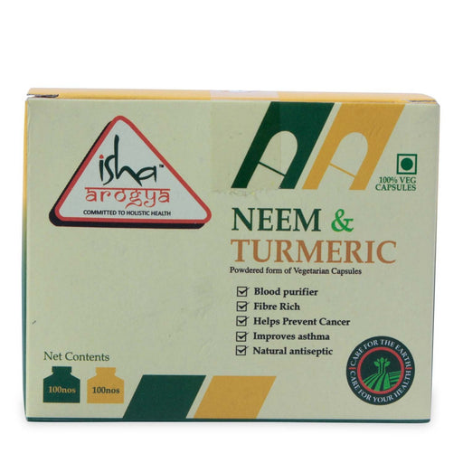 Neem & Turmeric Powder in Veg Caps Comb Pack, 100 pcs each - Isha Life AU