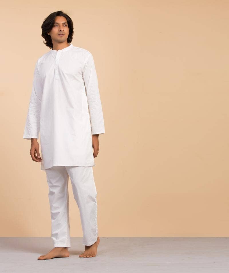 Mens Organic Cotton Sadhana Kurta - White