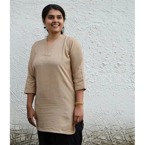 Organic Women's 3/4th Sleeve Aum Kurta - Beige