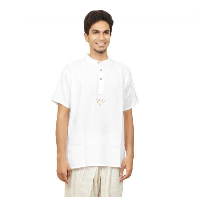 Organic Mens AUM Kurtha - White L