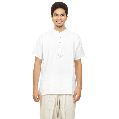 Men White AUM Kurta - Organic Cotton - copy