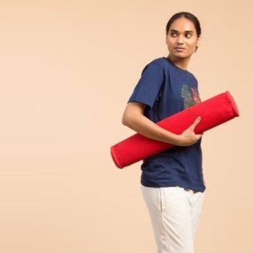 Cotton Rug Yoga Mat Back Rubberized - Red