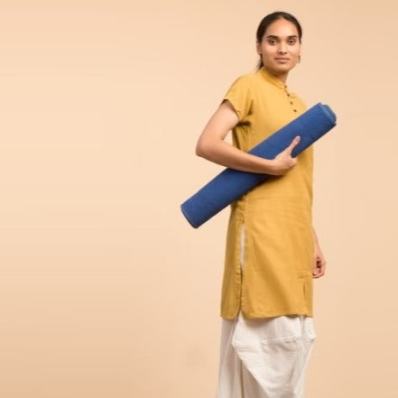 Cotton Rug Yoga Mat Back Rubberized - Blue - copy