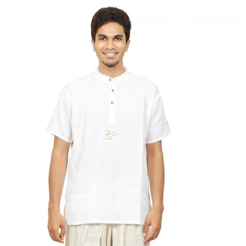 Organic Mens AUM Kurtha - White L