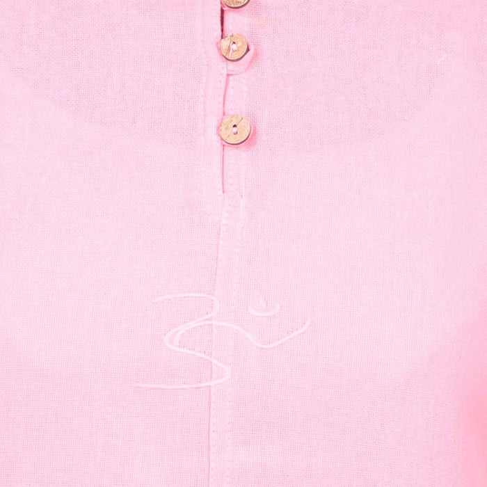 Women Pink Embroidered Aum Kurta - Organic Cotton - Isha Life AU