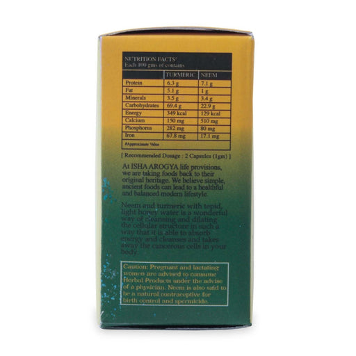 Neem & Turmeric Powder in Veg Caps Comb Pack, 100 pcs each - Isha Life AU